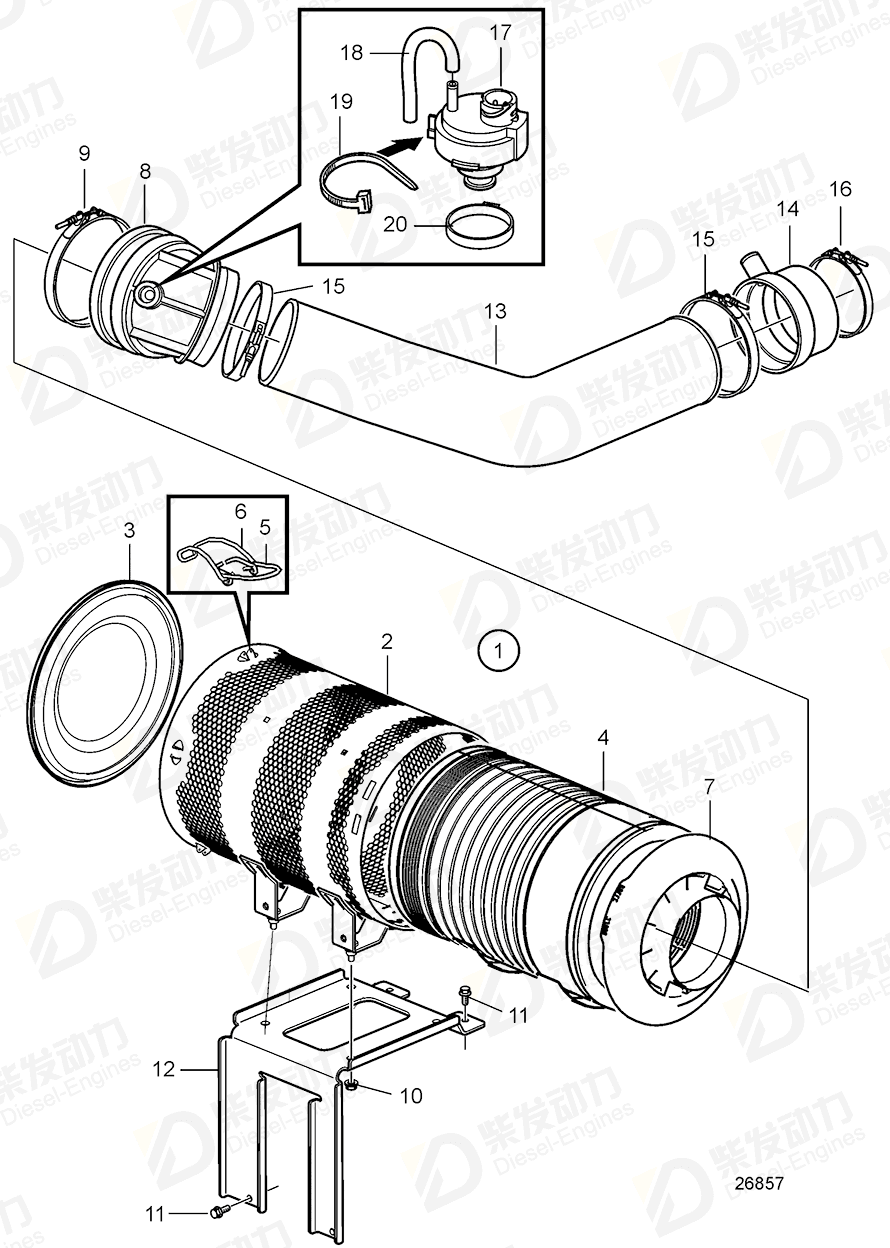 volvo penta Vacuum switch 20560843 Drawing volvo penta Vacuum switch 20560843 Drawing